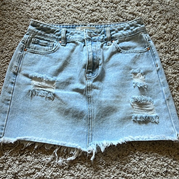 PacSun Dresses & Skirts - Pacsun light denim mini skirt size 24 with rips